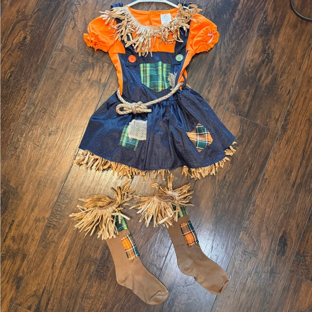 Scarecrow Girl Childs Halloween Costume Dress Size 6-6X Halloween Harvest‎
